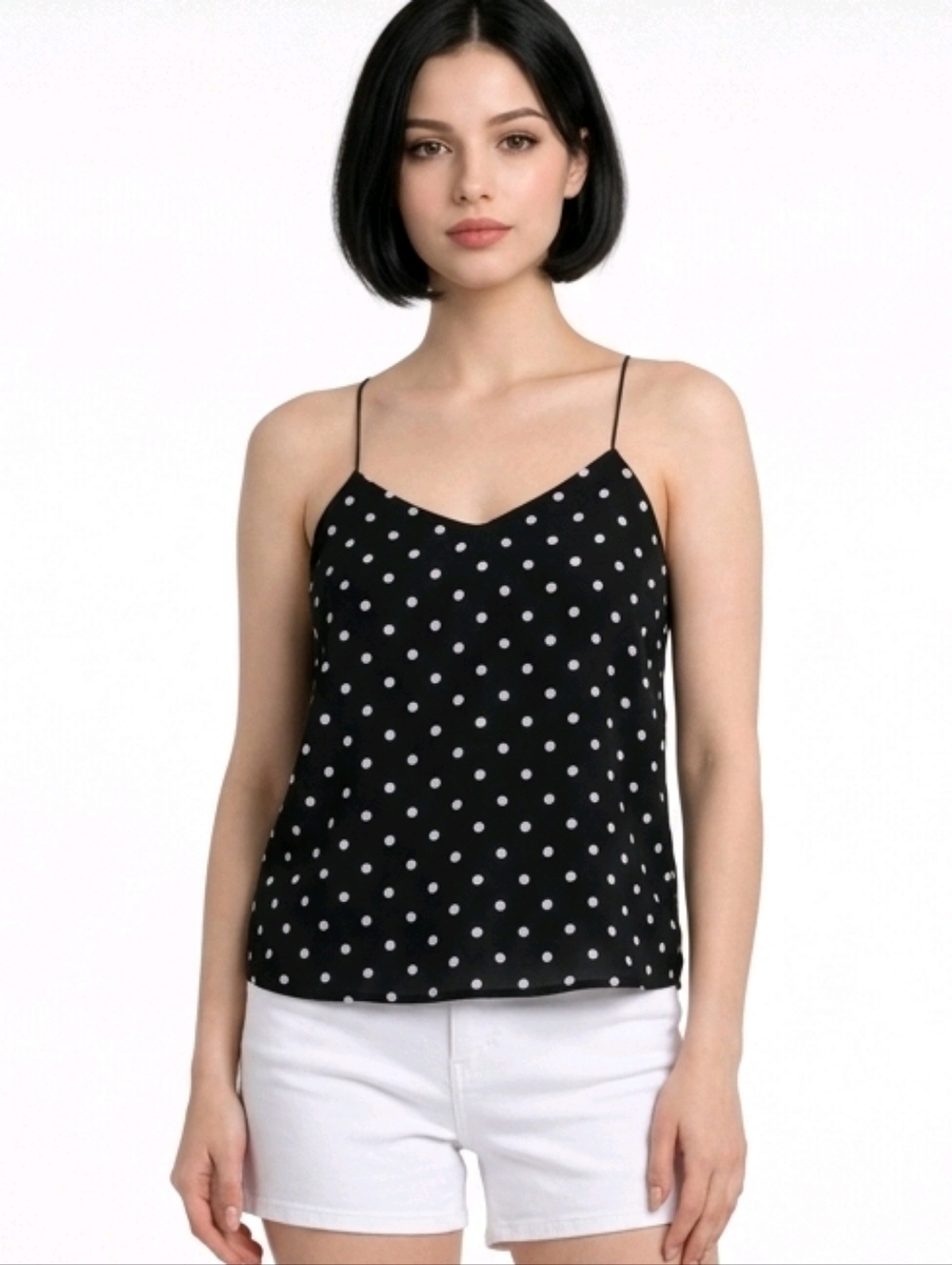 Express Barcelona Black Polka Dot Spaghetti Strap Cami Top Size XS